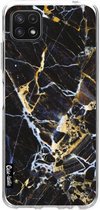 Casetastic Samsung Galaxy A22 (2021) 5G Hoesje - Softcover Hoesje met Design - Black Gold Marble Print