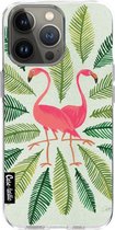 Casetastic Apple iPhone 13 Pro Hoesje - Softcover Hoesje met Design - Flamingos Green Print