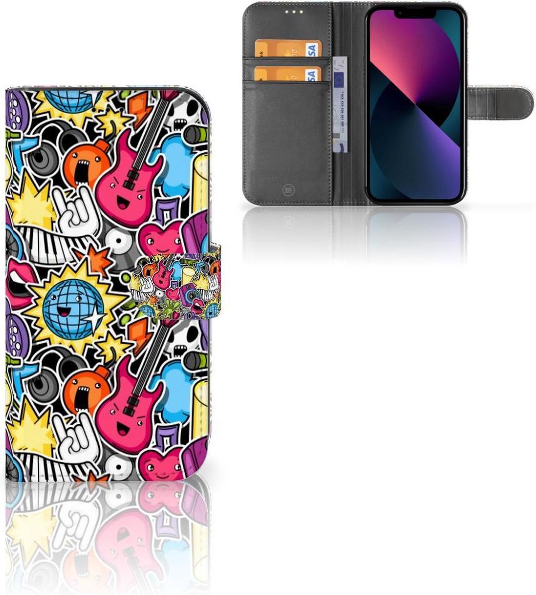 Apple iPhone 13 Wallet Case met Pasjes Punk Rock