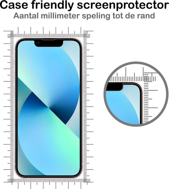 Case friendly screenprotector voor iPhone 13 Mini, met maataanduiding
