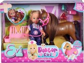 speelset Evi Love Paardenmama junior 12 cm roze 4-delig
