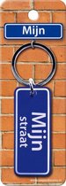 sleutelhanger Straatnaam: Mijn 9 x 3 cm blauw