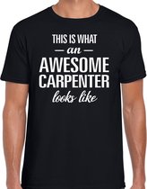 Awesome carpenter / geweldige timmerman cadeau t-shirt zwart - heren -  kado / verjaardag / beroep shirt S
