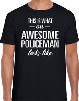 Awesome Policeman / geweldige politieagent cadeau t-shirt zwart - heren -  politie kado / verjaardag / beroep shirt XL