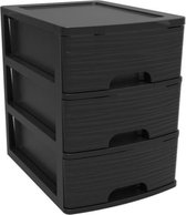 Ladenkast/bureau organizer zwart A5 3x lades stapelbaar L27 x B36 x H35 cm - Ladenblokken