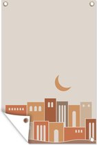Affiche jardin - Toile Posters de jardin extérieur - Bâtiments - Lune - Pastel - 80x120 cm - Jardin