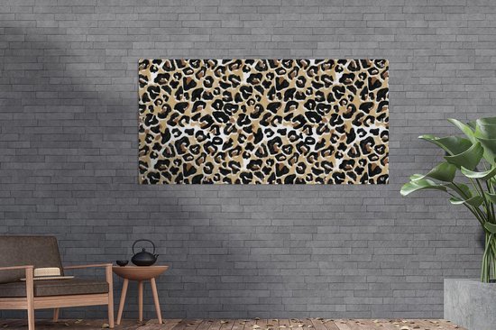 Schuttingposter Panterprint - Bruin - Waterverf - 200x100 cm - Tuindoek