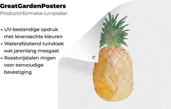 Torchon de jardin Ananas - Aquarelle - Wit - 100x100 cm