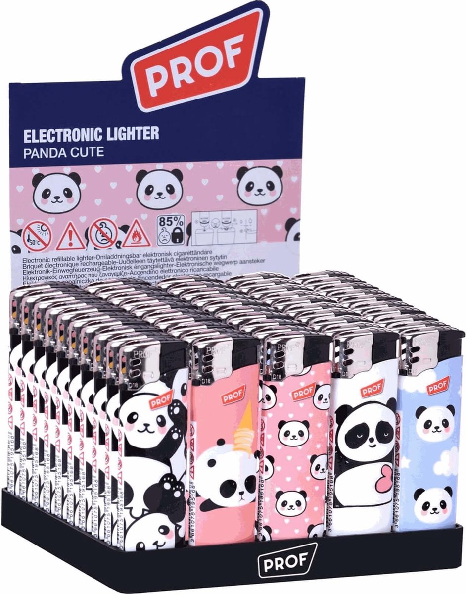Goedkoopste Prof Schattige panda aanstekers - regelbare vlam - 50 stuks - 8 x 2.4 x 1.2 cm