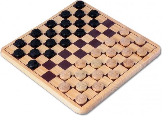 Afbeelding van het spel damspel 30 x 30 cm hout naturel/zwart/wit