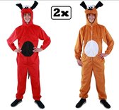 2x Kostuum Bruine hond en rode hond L/XL