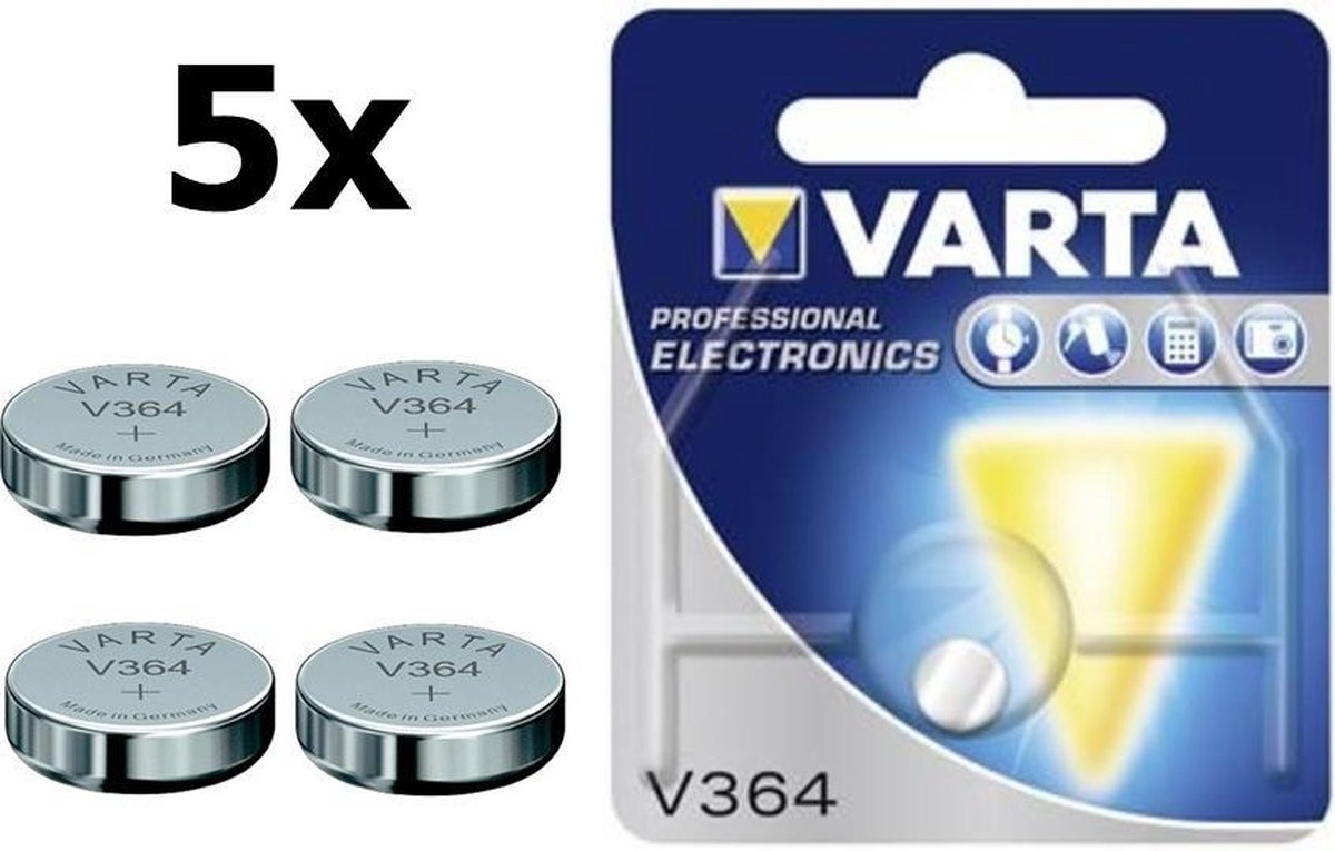 5 Stuks - Varta V364 20mAh 1.55V knoopcel batterij