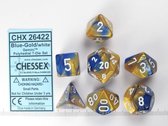 Chessex Gemini Blue-Gold/white Polydice Dobbelsteen Set (7 stuks)