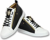 Heren Schoenen - Heren Sneaker Bee Black White Gold - CMS98 -  Zwart/Wit