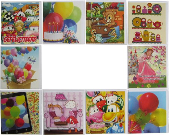 Verjaardagskaarten - Kinderen - Set van 10 Kinderkaarten -... | bol.com