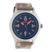 OOZOO Timepieces - Zilverkleurige horloge met camouflage leren band - C10354