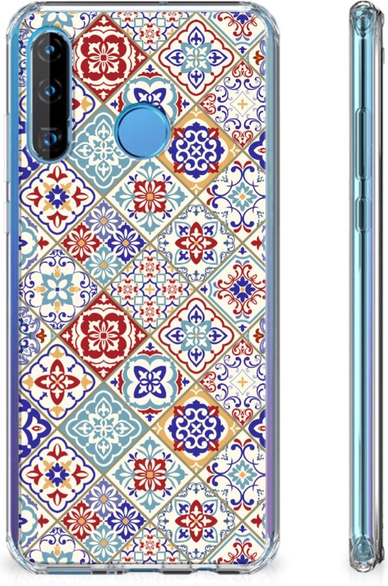 Huawei P30 Lite Anti-Shock Hoesje Tiles Color