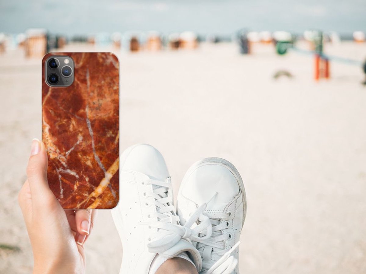 Apple iPhone 11 Pro Max TPU Siliconen Hoesje Marmer Bruin