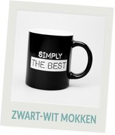 Mok - Zwart Wit - Simply the best - Gevuld met snoepmix - In geschenkverpakking met gekleurd lint
