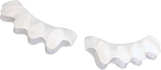 scarlet health | Teenspreider "Spreader III"; 1 paar (2 stuks) gelhouder van zachte siliconen; 5-teen spreider voor hallux valgus, hamertenen, kogelvormige tenen. Vaandel