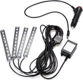 4 Stks LED Auto-interieur Decoratie Verlichting Vloer Sfeer Licht Strip Telefoon App Controle Colorful RGB