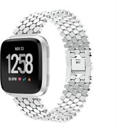 DrPhone Fitbit Versa /Versa 2/Lite/SE Fashion Sport Horloge Band Armband Rvs Roestvrij Staal - Zilver