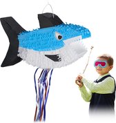 Relaxdays pinata haai - voor kinderen zonder inhoud - piniata verjaardag - blauw-wit