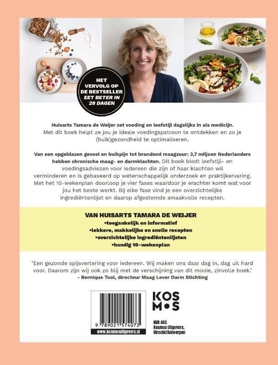 Eet beter voor je maag en darmen met huisarts Tamara de Weijer - back cover
