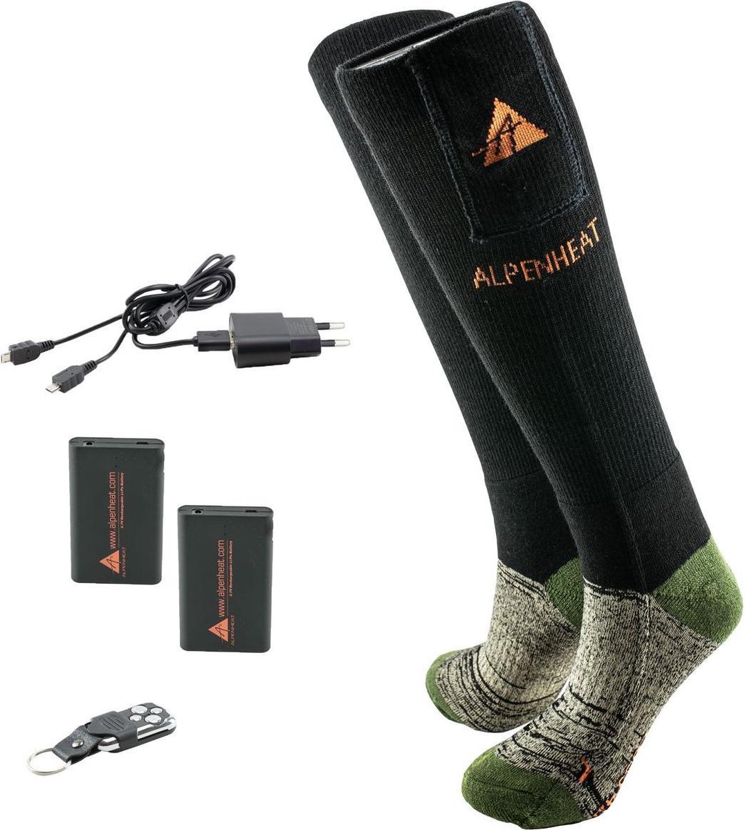 ALPENHEAT Verwarmde Sokken FIRE-SOCKS met afstandsbediening WOL -Small AJ27-RC-S Zwart
