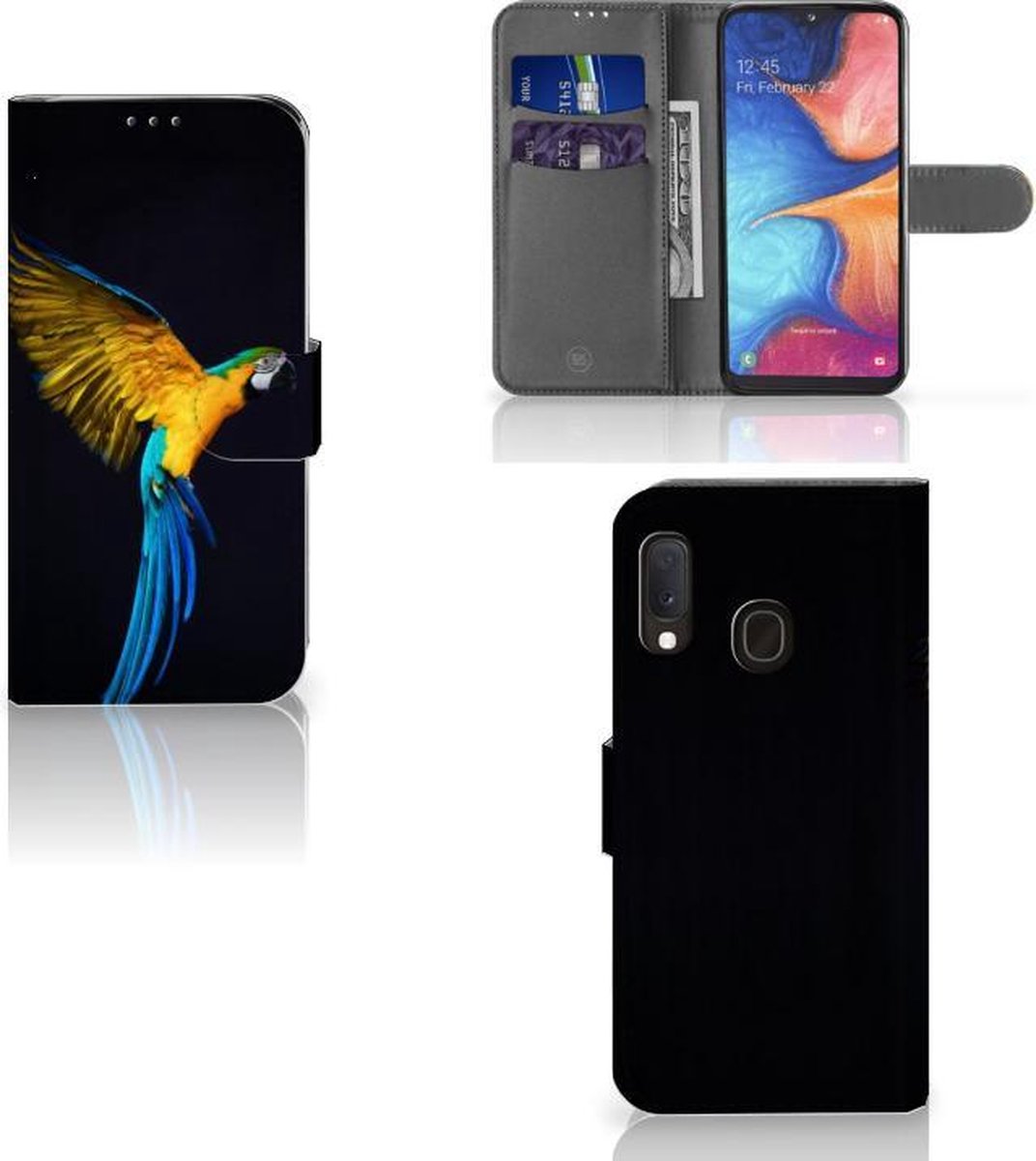 Samsung Galaxy A20e Telefoonhoesje met Pasjes Papegaai