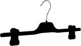 De Kledinghanger Gigant - 30 x Rok / broekhanger kunststof velours zwart met anti-slip knijpers, 35 cm