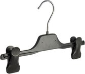 De Kledinghanger Gigant - 20 x Rok / broekhanger kunststof zwart met anti-slip knijpers, 30 cm