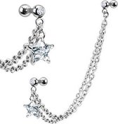 Collier piercing Helix avec boucle d'oreille avec pierre brillante en forme d'étoile © LMPiercings