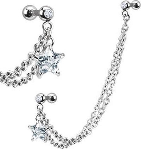 Helix piercing ketting met oorbel met glimmende steen in vorm van ster |  bol.com