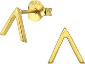 gold plated V vorm oorstekers | V ear studs | Zilverana | goud kleurig | Sterling 925 Zilver