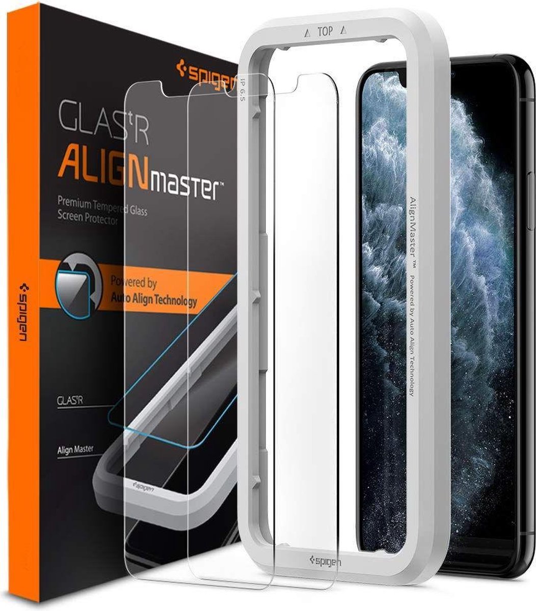 Spigen Glas tR AlignMaster (2 Pack) + Frame screenprotector voor iPhone XR en iPhone 11 - Spigen
