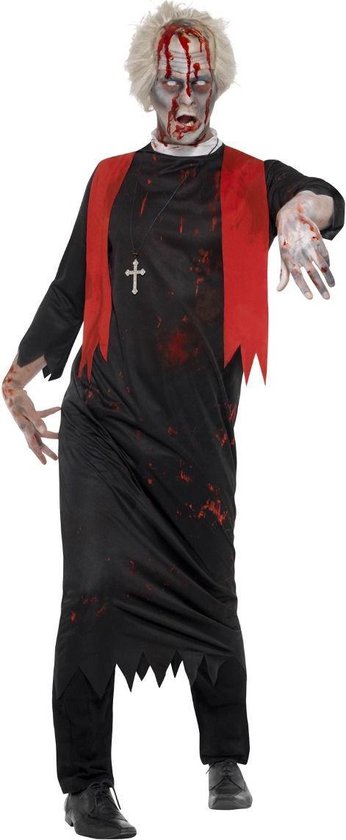 SMIFFYS - Zwart zombie priester kostuum voor mannen - Volwassenen kostuums
