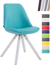 CLP Laval Bezoekersstoel - Vierkant - Kunstleer wit (eik) blauw