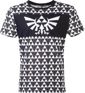 Nintendo Zelda Heren Tshirt -M- Triforce Checker Zwart/Wit