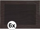 6x Placemats donkerbruin geweven/gevlochten met rand 45 x 30 cm - Bruine placemats/onderleggers tafeldecoratie - Tafel dekken