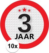 10x 3 Jaar leeftijd stickers rond 9 cm - 3 jaar verjaardag/jubileum versiering