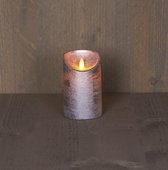 1x Zilveren LED kaarsen / stompkaarsen 12,5 cm - Luxe kaarsen op batterijen met bewegende vlam