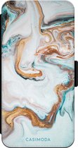 iPhone XS Max bookcase leer hoesje - Marmer blauw goud