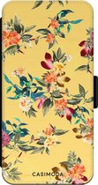 iPhone XS Max bookcase leer hoesje - Bloemen geel flowers