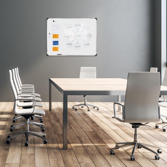 Relaxdays Maandplanner Whiteboard Magnetisch 60x90 Cm - Wit Planbord Met Pennenbakje - Uitwisbaar