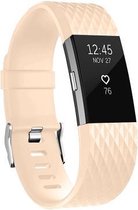 Fitbit Charge 2 siliconen bandje |Zalm Roze / Light Pink |Diamant patroon | Premium kwaliteit | Maat: M/L | TrendParts