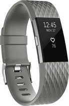 Fitbit Charge 2 siliconen bandje |Grijs / Grey |Diamant patroon | Premium kwaliteit | Maat: M/L | TrendParts