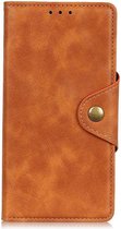 Motorola Moto E6s / E6 Plus Vintage Portemonnee Hoesje Drukknoop Bruin