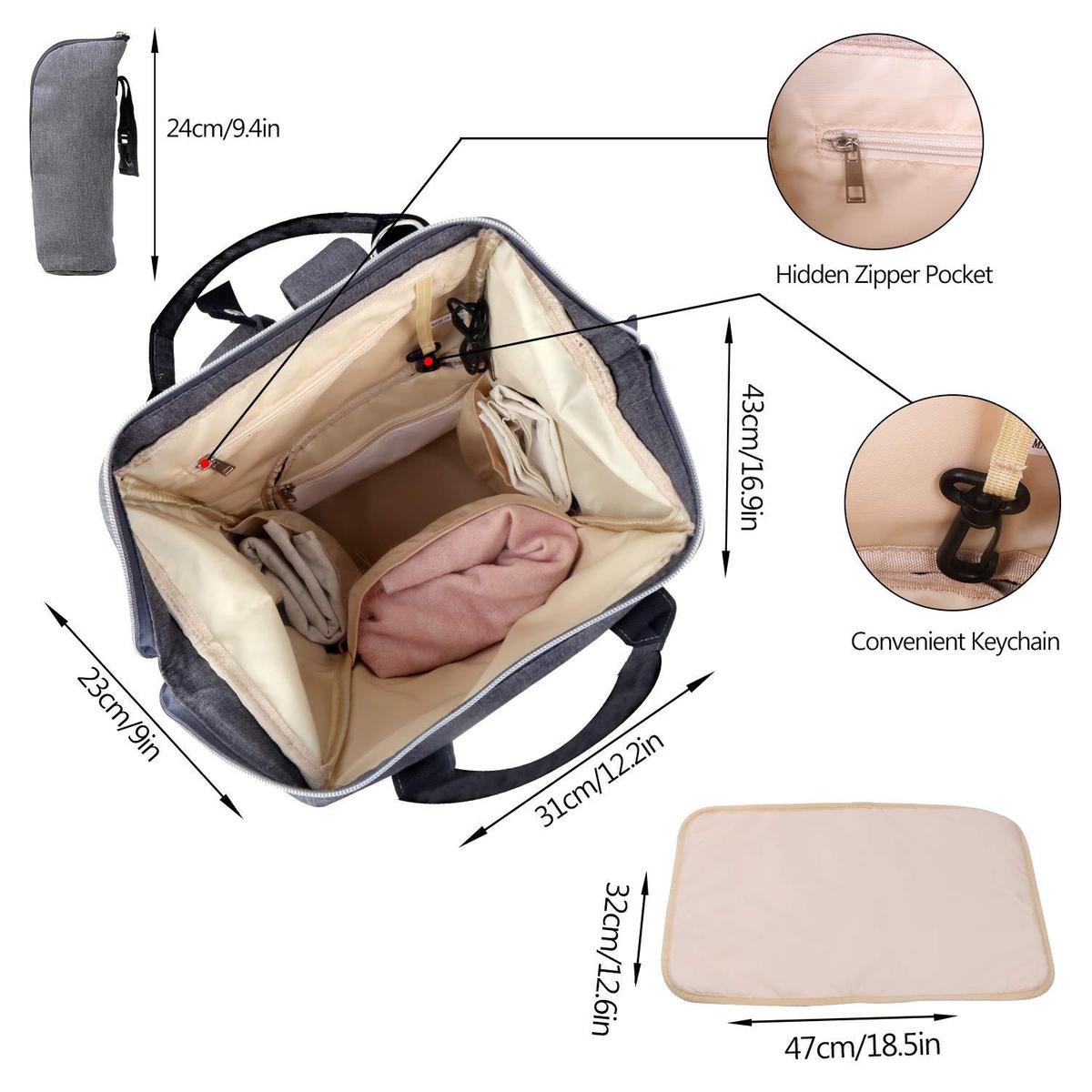 Sac à dos enveloppant bébé Umitive, sac à dos sac à langer multifonction  avec USB