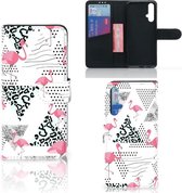 Huawei Nova 5T | Honor 20 Telefoonhoesje met Pasjes Flamingo Triangle